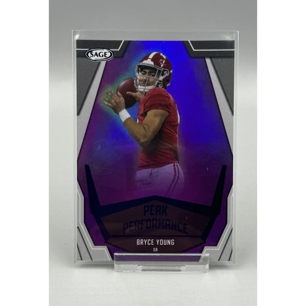 Bryce‎ Young 2023 Sage Peak Performance Insert Purple Foil Panthers Alabama